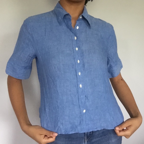 Blue Button Up - Picture 2 of 3